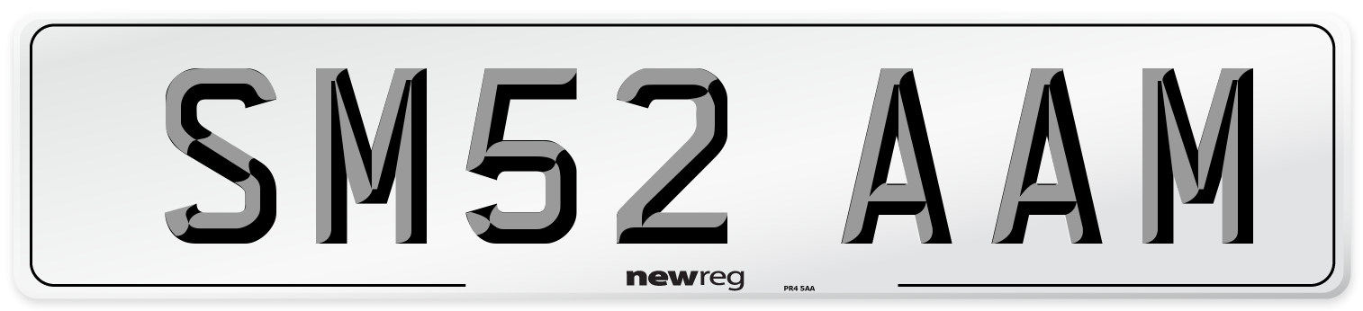 SM52 AAM Number Plate from New Reg